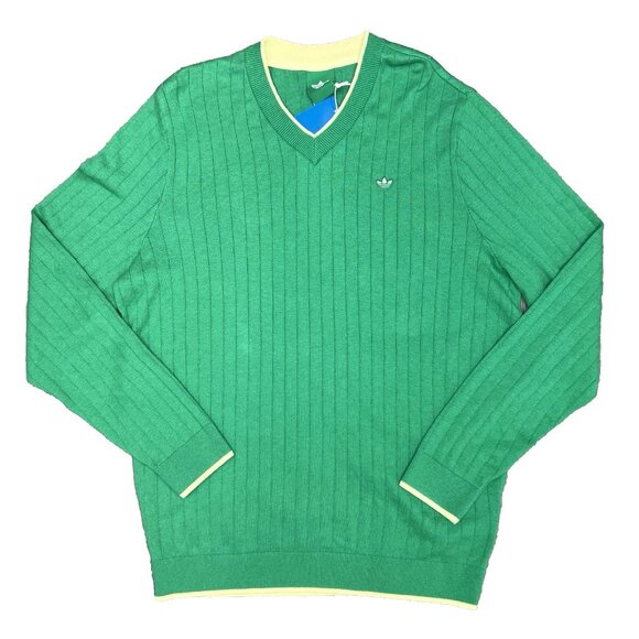 adidas Originals Men's Cashmere Knit Golf Sweater GreenSize Large Flawed Read